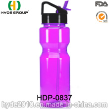 Portable 700ml Kunststoff Sportflasche mit Strohhalm (HDP-0837)